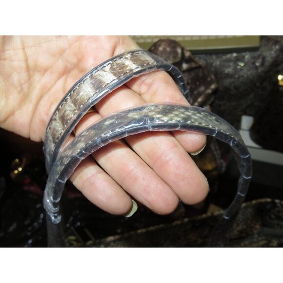 Badgley Mischka Colorful Snakeskin Embossed Vegan Leather Double Handle Tote - Picture 10 of 12